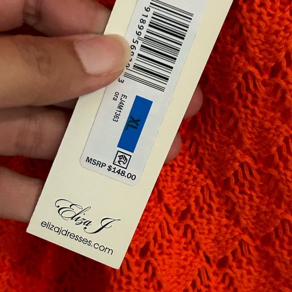 NWT ELIZA J CROCKET LINED HALTER DEEP ORANGE DRESS XL - Picture 3 of 11